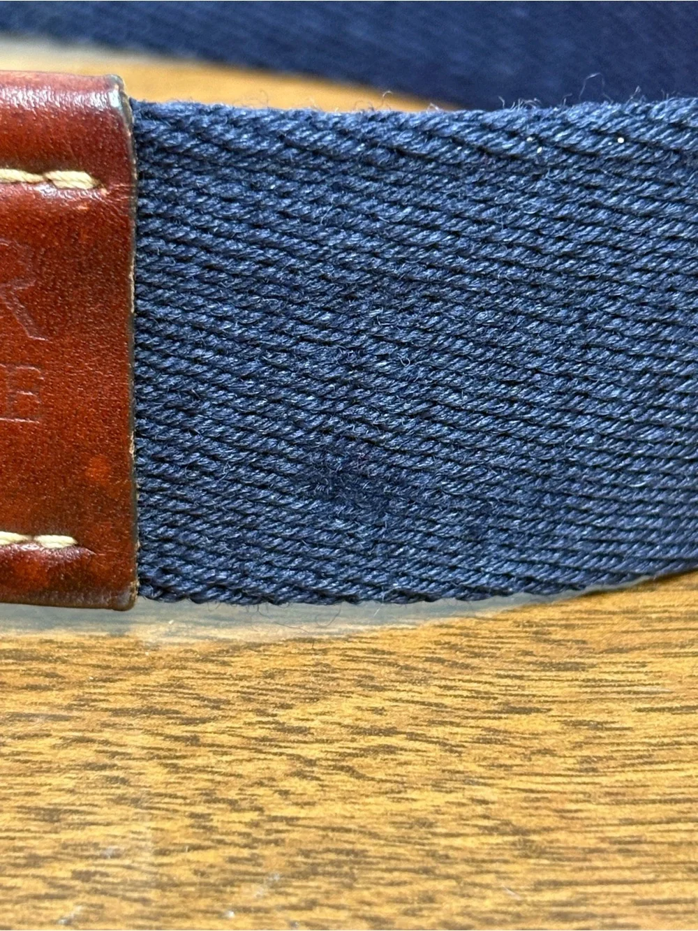 Tommy Hilfiger Vtg Canvas Belt Size 38 Red Navy Leather Preppy Americana